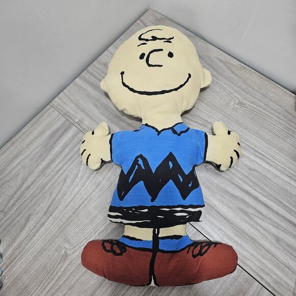 Peanuts Charlie Brown Cut n Sew Flat Pillow 1958 Vintage United Syndicate Blue - Picture 1 of 6